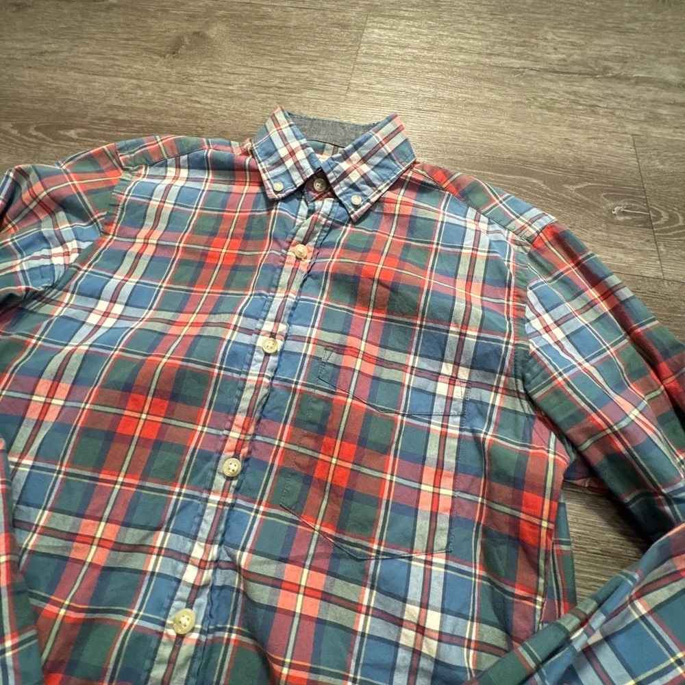 J.Crew Shirt Men XS Multicolor 100% Cotton Plaid Button Down Preppy Casual Work‎